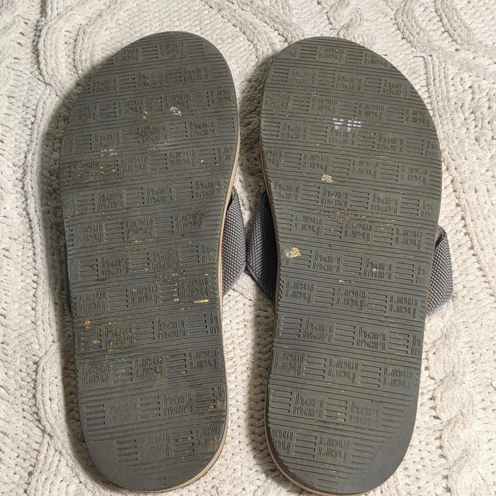 Hari Mari Flip Flops Leather Brown Grey Memory Foam Thong Sandals Mens‎ 11